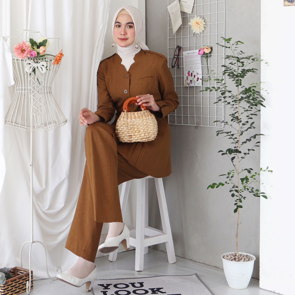 BLAZER WANITA LYNELLE / Seragam PNS / Blazer PNS / Baju PDH PNS Wanita / Baju Dinas Pemda Wanita / Baju Khaki PNS Wanita / Seragam ASN Wanita / Baju Guru Wanita - 6604 Pemda Aceh / Coklat Tua Gelap