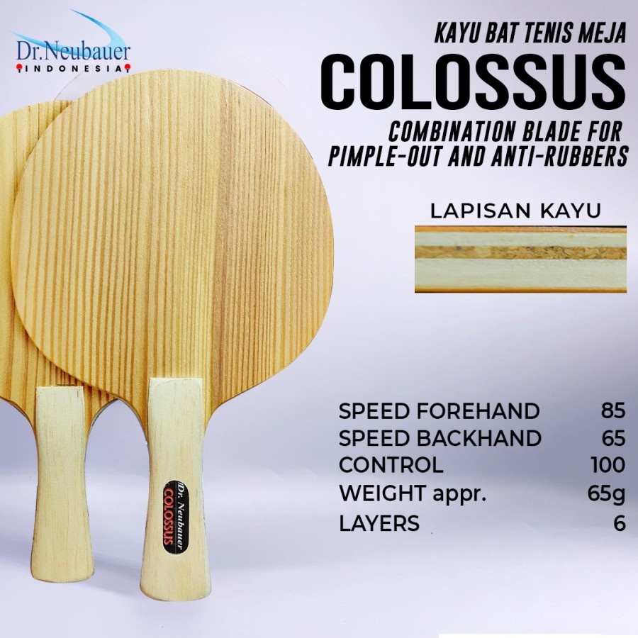 Kayu Bet Pingpong Tenis Meja DR. NEUBAUER COLOSSUS Combi Blade Original