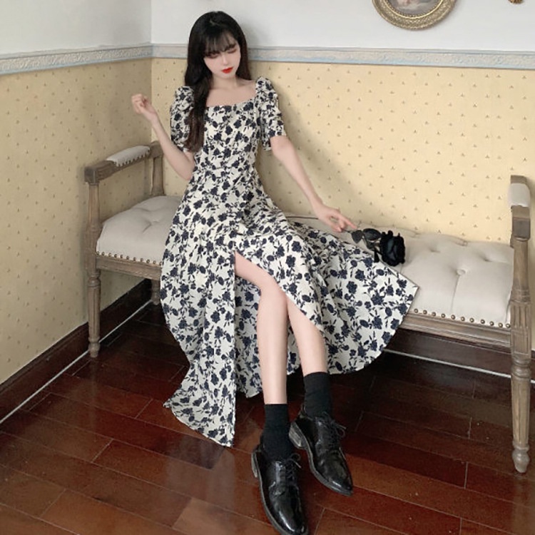 [COD] LB - Korean dress fashion import / Dress fashion motif bunga full / Korean dress fashion / D119