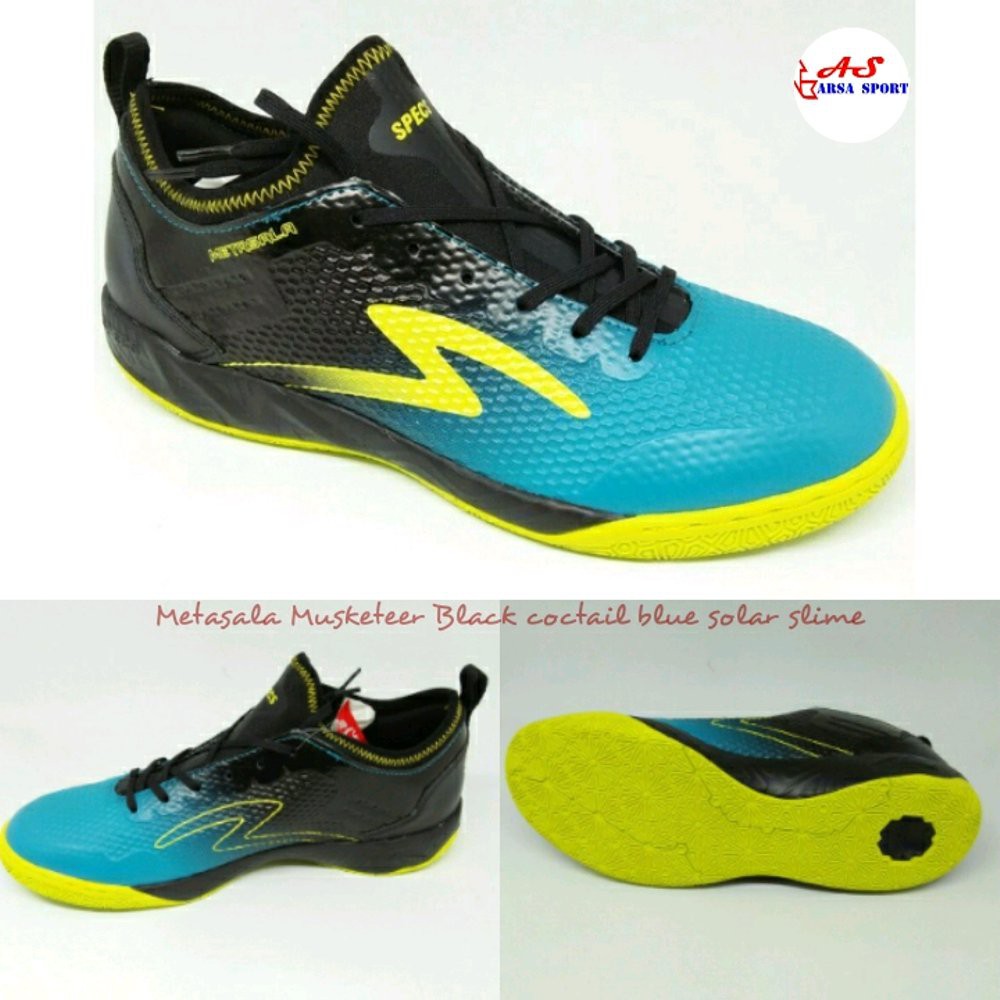 Sepatu Futsal Specs Metasala Musketeer Black Blue Futsall