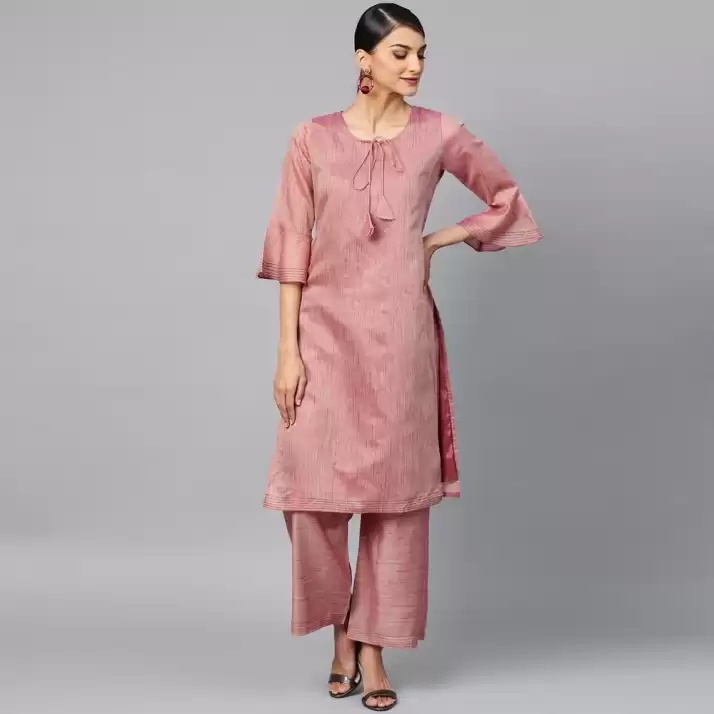 Setelan Kurti AKS Size L Purple & Palazzo Set Poly Silk / Kurti Asli India / Jual Baju India / Jual 