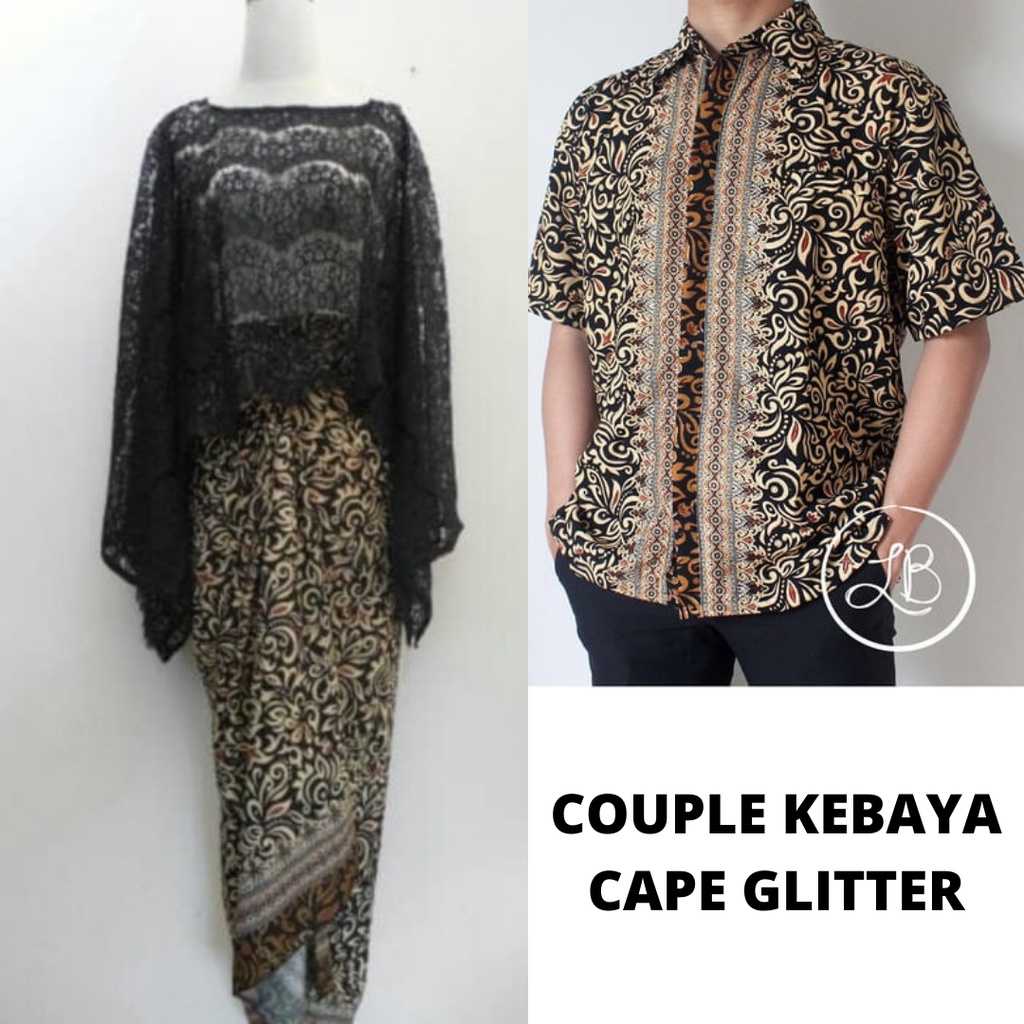 Setelan Couple Kebaya Modern Cape Glitter Classic Pink