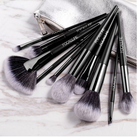 [ Official Distributor ] Focallure 10 Pcs Eyeshadow Blending Makeup Brush / Kuas Set + Pouch #149