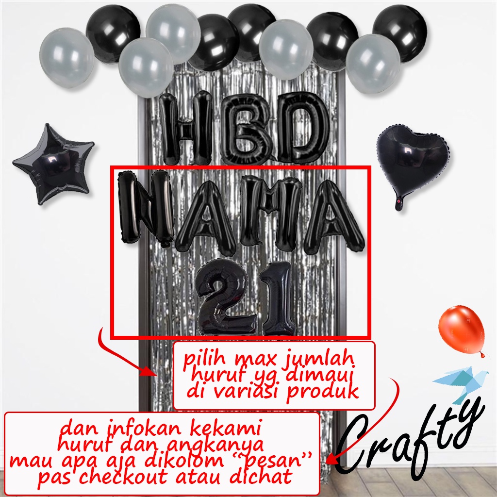 [PAKET] BIRTHDAY Set SIMPLE HBD CURTAIN Dekorasi Balon Ulangtahun