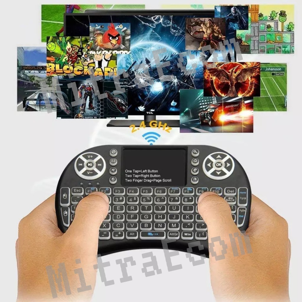 Mini Keyboard Wireless i8 backlite 7 Colour Wireless Mouse Touchpad tanpa kabel / Nirkabel