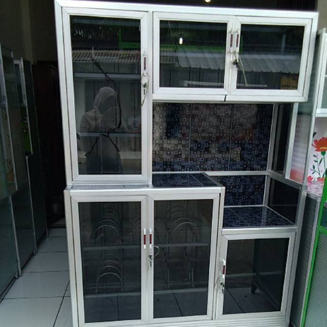 Rak piring 3p kaca riben roda