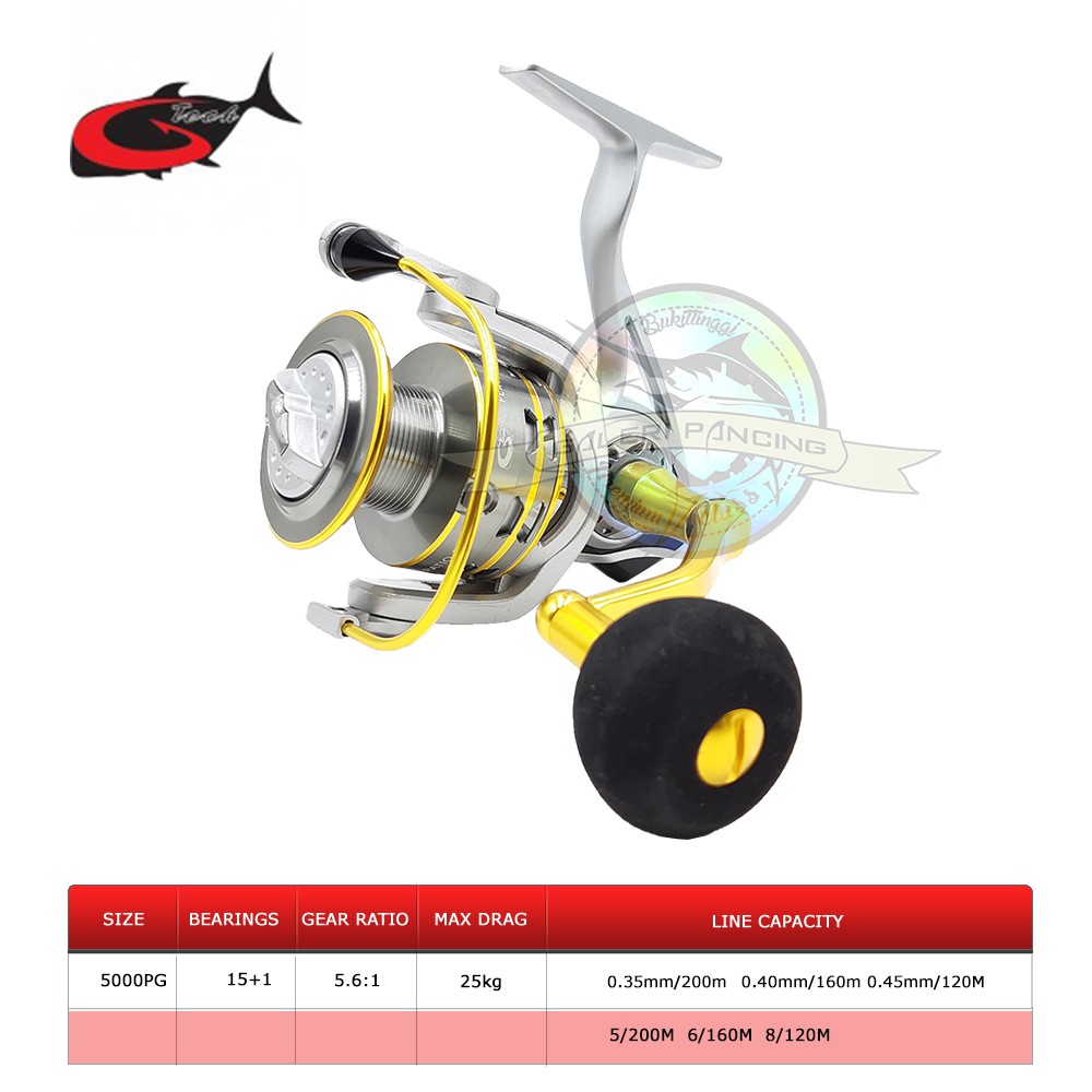 Reel Pancing G-Tech Platinumize SW 5000PG - Power Handle 16BB Drag 30KG