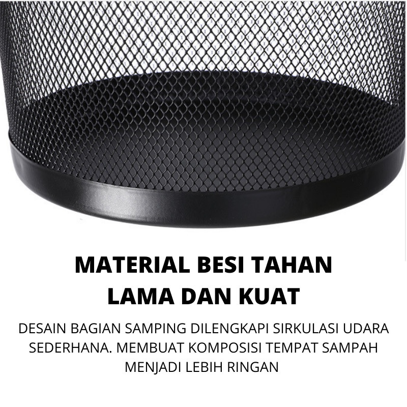 Tempat Sampah Jaring Besi Hitam / Tong Sampah Besi / Waste Basket