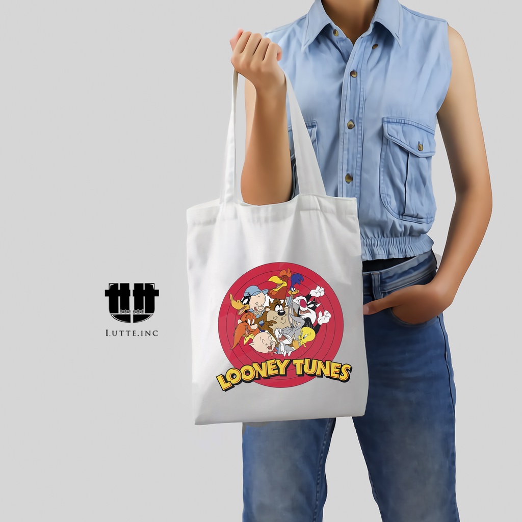 Tote bag Kanvas Original Lutte.Inc Totebag Laptop Tas Tote Wanita Looney Tunes Series