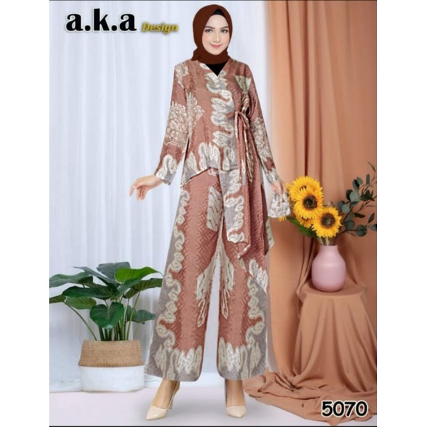 SETELAN BATIK WANITA / CELANA KULOT + BUSUI / TALI SAMPING / VISCOSE PREMIUIM SEMI SUTRA > KODE 5058