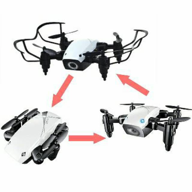 GS8 Quadcopter Drone Mini Pocket Foldable Lipat Mini S9 Stabil remote control Broadream Headless white