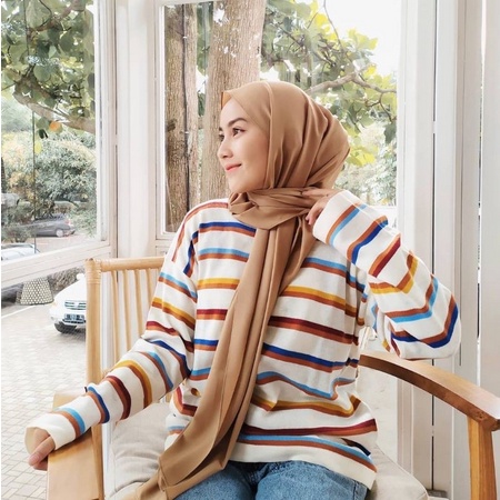 lf(COD) STRIPE PELANGI / RAINBOW NESVI / KAOS WANITA PELANGI TEE