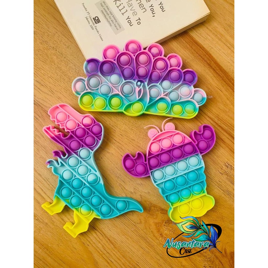 pop it fidget push bubble toys gelembung 3d rainbow pelangi karakter mainan anak NC7433-5