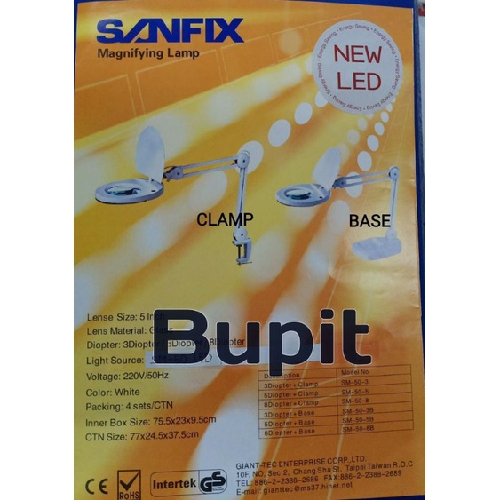 Kaca Pembesar Magnifying Lamp Lampu Sanfix SM-50-8 Clamp 8x Pembesaran