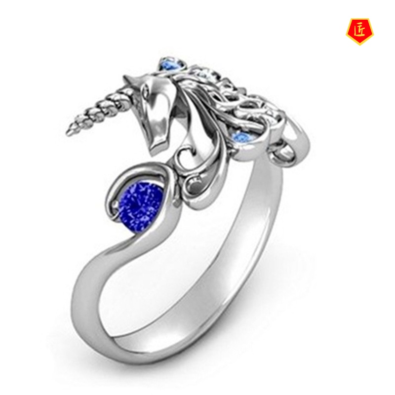 [Ready Stock]Creative Unicorn Diamond Silver Ring