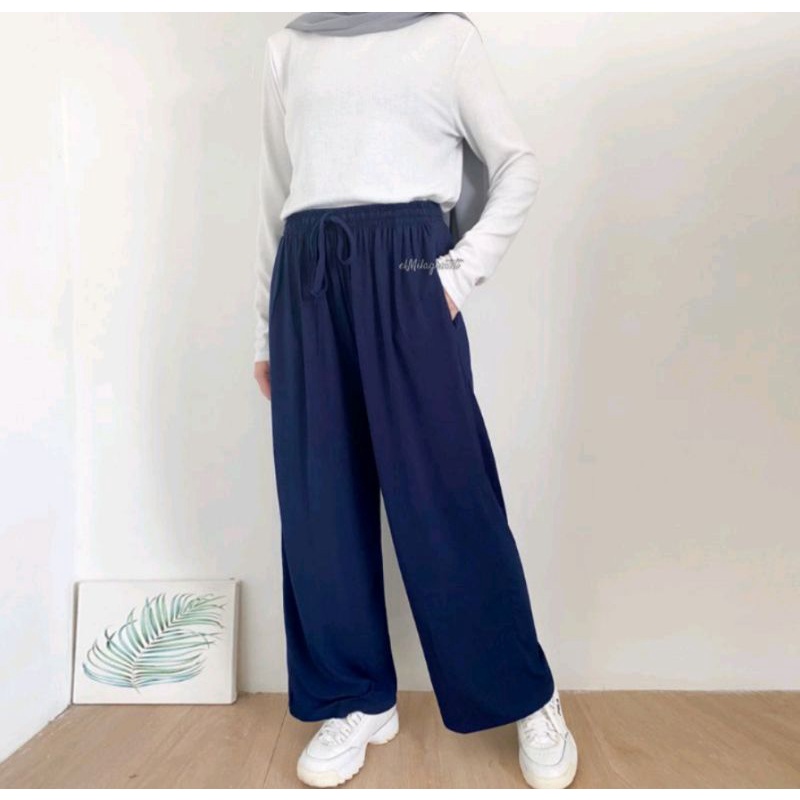 CELANA HIGH WEIST KULOT CRINKLE PREMIUM-NAVY