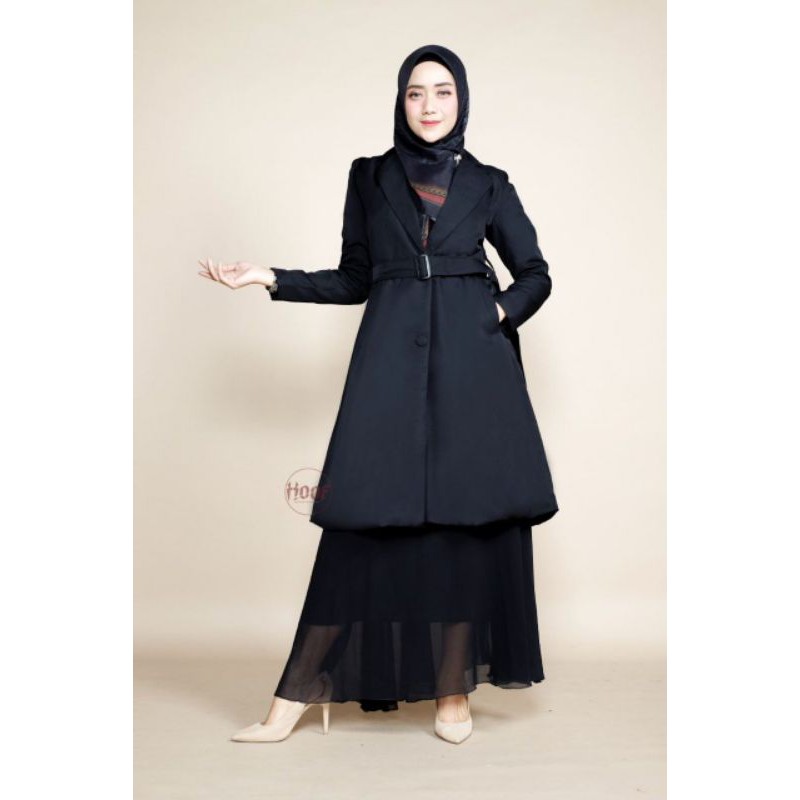 Jual Coat Blazer Panjang Wanita Long Caitlin Black Jas Jaket