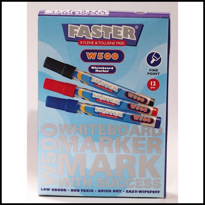 

Caramel | Faster W500 Whiteboard Marker Isi 12Pcs- Black, Blue & Red