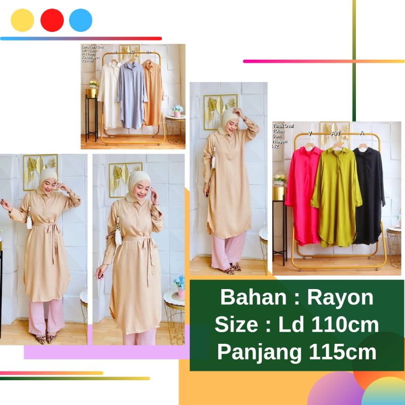 BJ Tunik Katun Rayon Wanita Panjang Terbaru Jumbo Ld 110 Oval Long Tunic