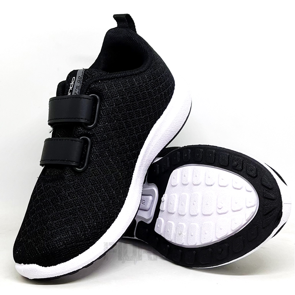 FIURI - ANDO ORIGINAL -  BSC 21 PEREKAT 29-38 HITAM PUTIH - SEPATU SNEAKERS KANVAS SOL KARET ANAK KECIL PEREMPUAN LAKI-LAKI - SEPATU KETS LUCU FASHION TRENDY - SEPATU SEKOLAH PAUD TK SD KRETEKAN PEREKAT CEWEK COWOK MURAH PROMO DISKON BONUS KAOS KAKI