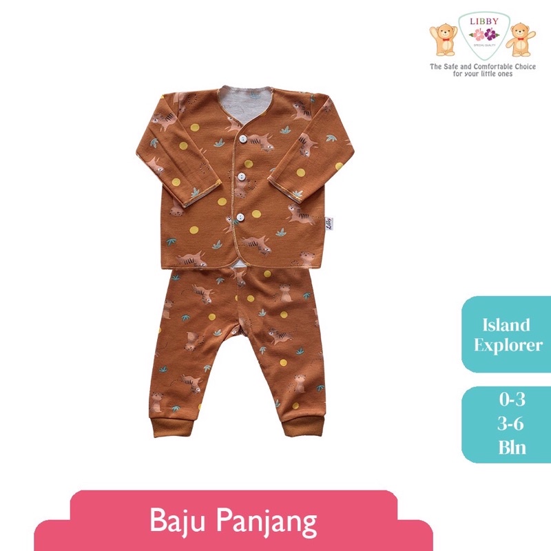 LIBBY (1 STEL) Stelan Baju Panjang &amp; Pendek Newborn/ 3-6 bulan Carnival Land (1 stel)