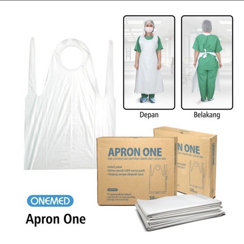 Apron Plastik OneMed box isi 50 pcs/ Celemek Medis Onemed