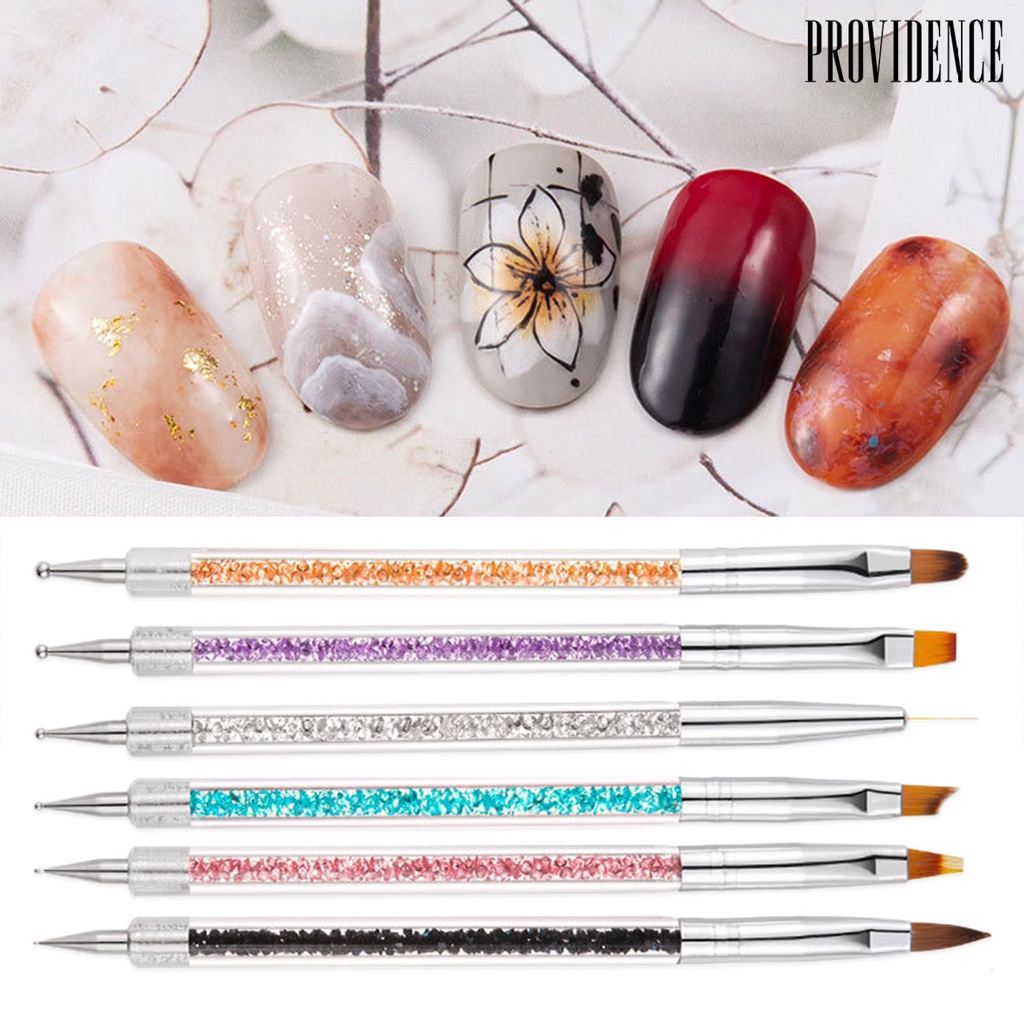 Providence 6Pcs/Set Nail Pen Wide Application Easy to Use Nylon Wool Nail Art Double-head Painted Point Drill Pen Set for Salon