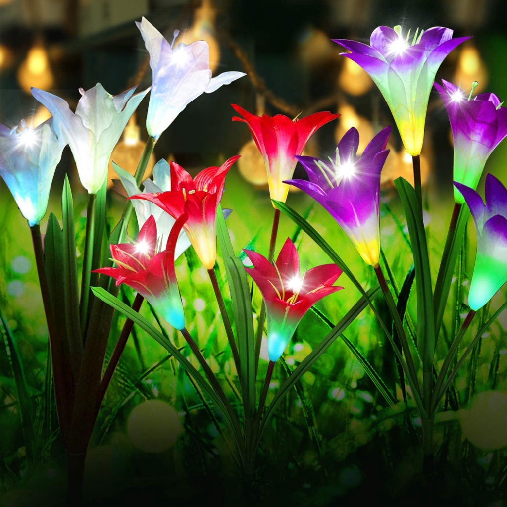 Lampu Taman Led Tenaga Surya Anti Air Bentuk Bunga Lily Untuk Dekorasi Outdoor