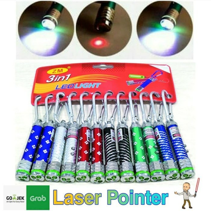 Laser Pointer / Senter Mini Gantungan Keychain Senter 3 In 1 Led light