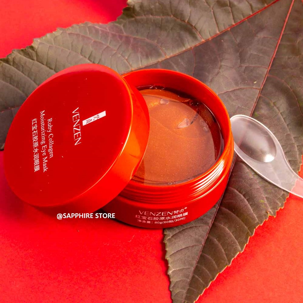 Isi 60 Lembar Venzen Masker Mata Collagen Ruby Moisturizing Eye Mask ORIGINAL / Masker Mata Panda Kantung / Masker Mata Untuk Tidur / Eye Mask Collagen Ruby Crystal bisa Untuk Leher Pipi / Masker Wajah Glowing dan Putih / Eye Serum Mask