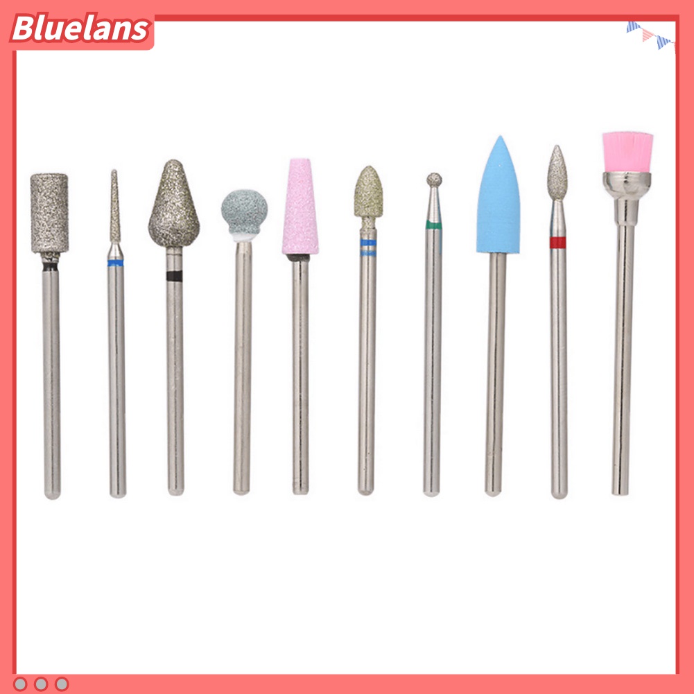 (In Stock) Kacamata Hitam Lensa Warna Warni ♡10pcs Mata Bor Pengikir Kuku Untuk Manicure / Pedicure