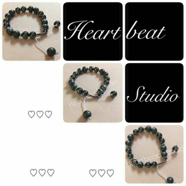 Gelang batu - Combined Hematite Matte Hematite Shamballa style bracelet