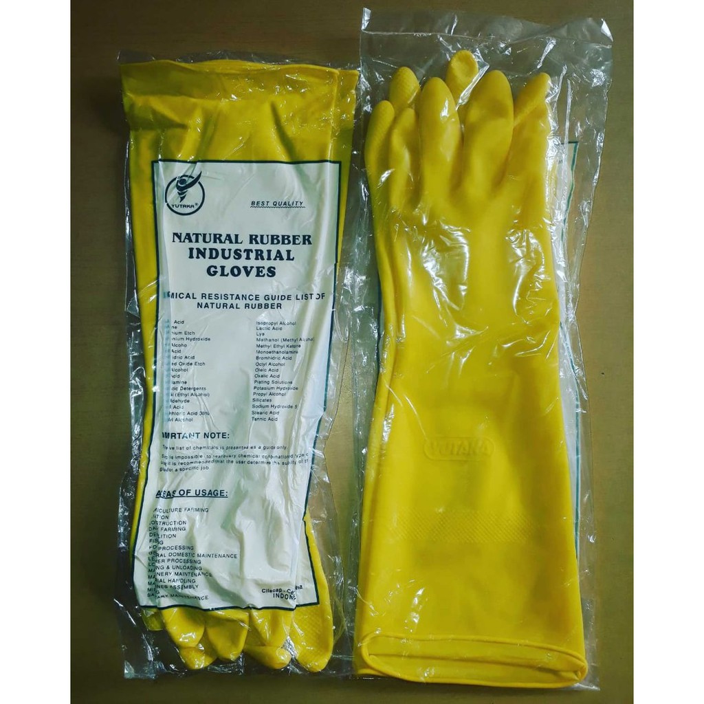 Sarung Tangan Karet Latex kuning panjang 12&quot; ,14&quot; 16&quot; stok ready