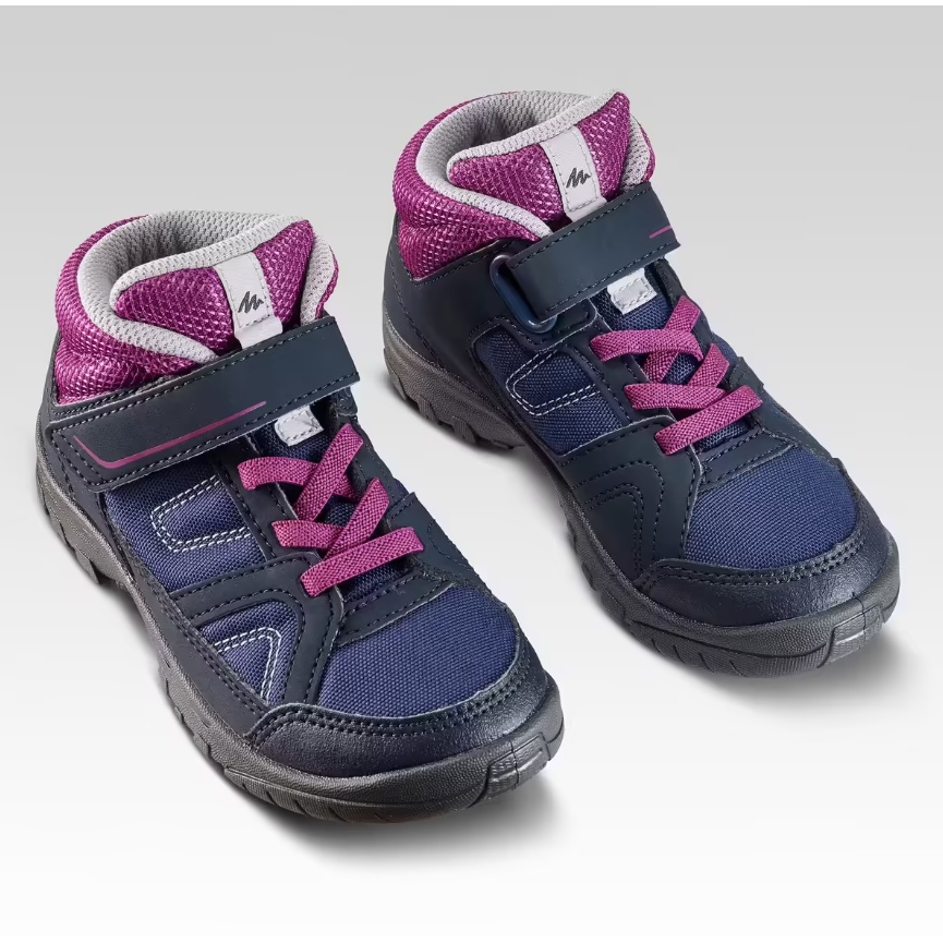 QUECHUA MH100 MID Sepatu High Top Anak Perempuan Hiking Dengan Rip-tab