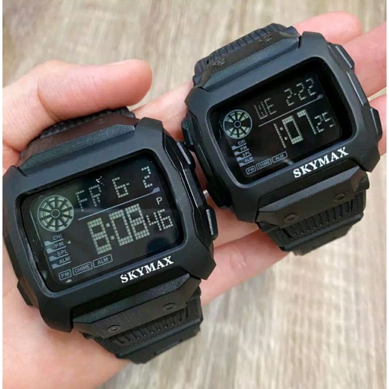 Jam Tangan Skymax Couple Pria Wanita Satuan Set Modal Kotak Anti Air Ori Bisa COD