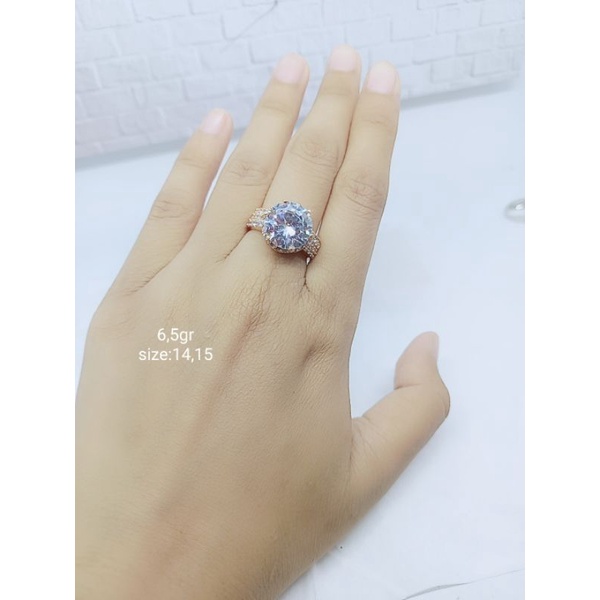 CINCIN PERAK ASLI SILVER 925 LAPIS EMAS/CINCIN DIAMOND SOLITAIRE WITH PAVE/ASLI SILVER/CINCIN FASHION TERBARU