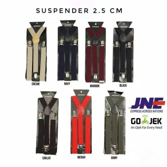 Suspender pria import 3 penjepit banyak warna