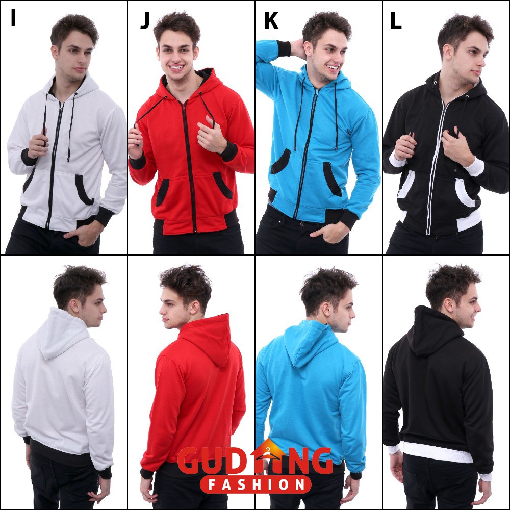 Jaket Polos Pria Fleece Model Topi Banyak Warna– JAK (COMB)