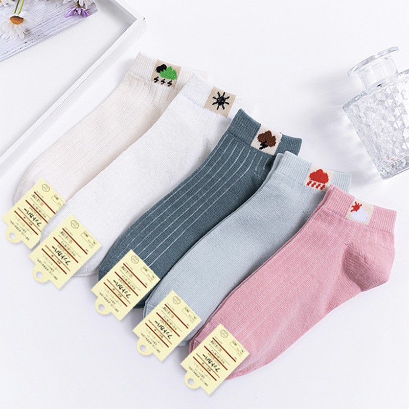 OVERFLOWS.ID Kaos kaki Polos Motif Cuaca Weather Ankle Sock Ala Korea