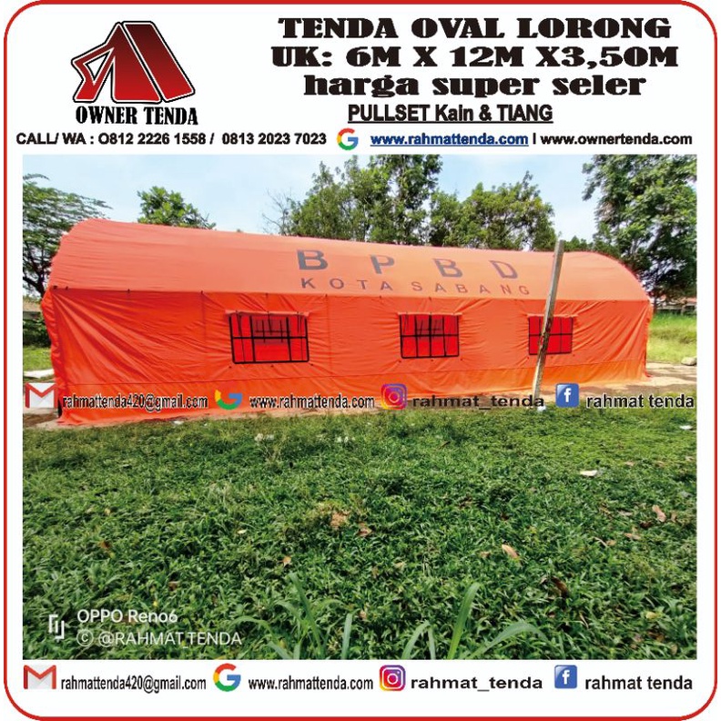 Tenda Posko Oval Darurat Standr BPBD 6x12