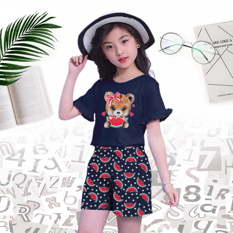 RILLO - SETELAN ANAK PEREMPUAN MODEL TANGAN TEROMPET  1 - 7 TAHUN FASHION KOREA