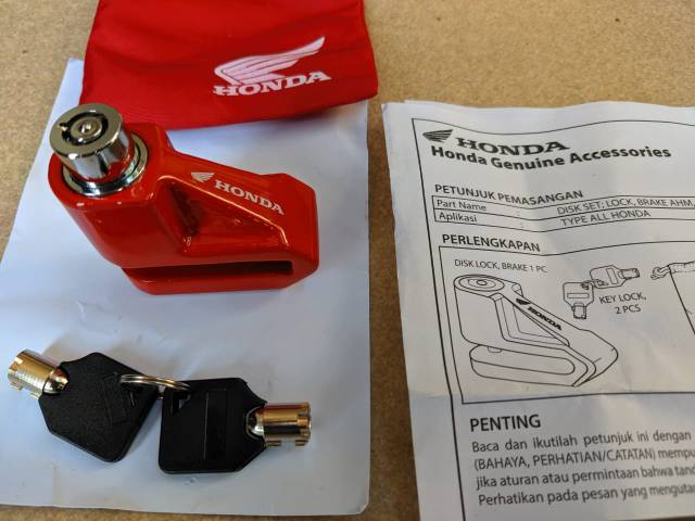 Kunci Gembok cakram motor Disc Brake Lock HONDA  original AHM-5