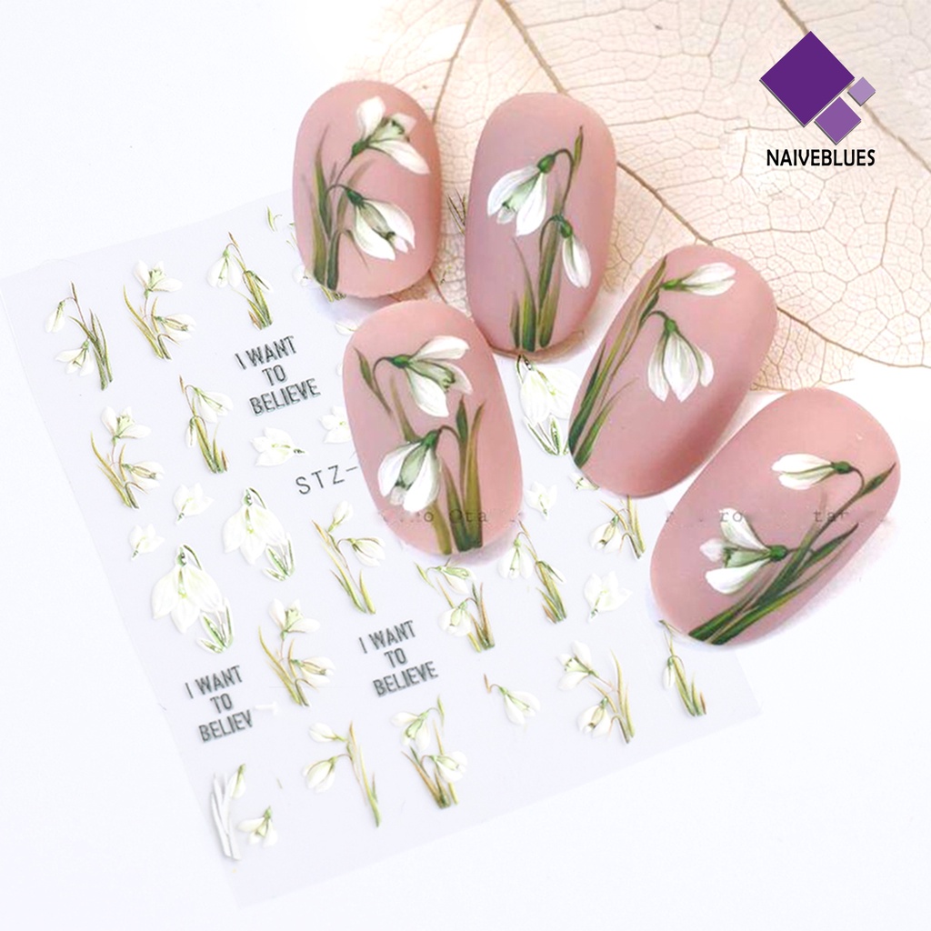 Naiveblue Stiker Kuku 5D Motif Bunga Tulip Untuk Nail Art