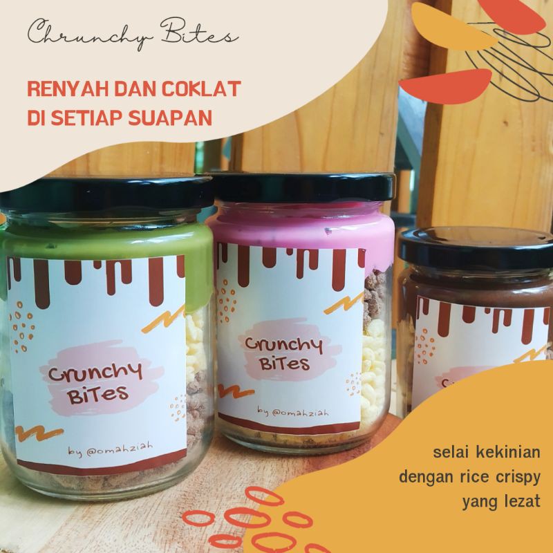 Crunchy Bites Rice Crispy / Nyamnyam / Selai kekinian / Rice Crispy Strawberry / Coklat Jar