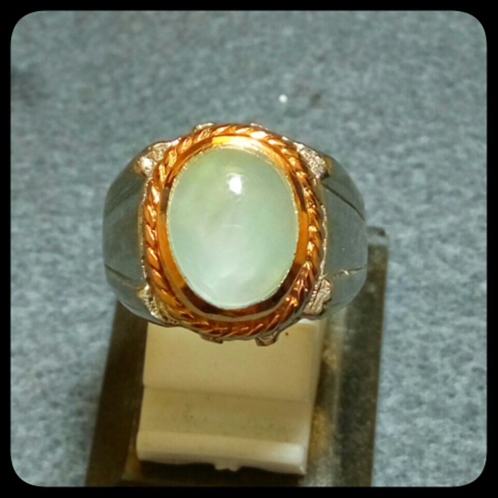 CINCIN BATU AKIK PERMATA NATURAL PREHNITE WHITE GREEN HQ ISTIMEWAH &amp; TERMURAH