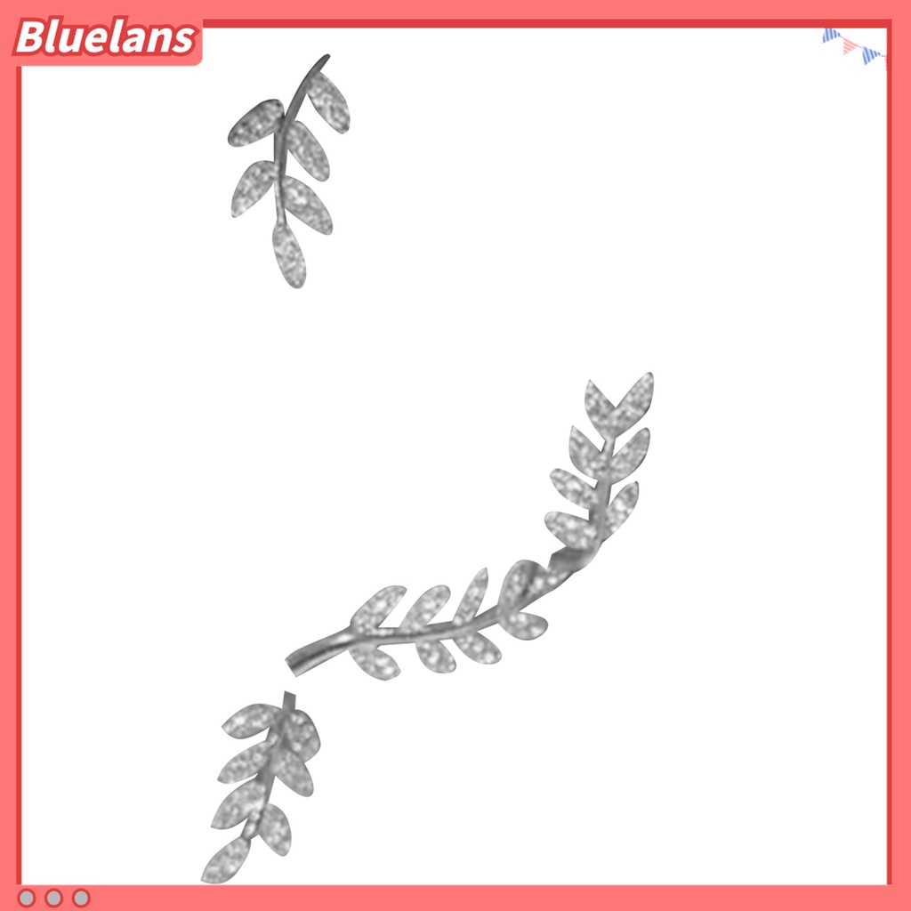 1pc Anting Klip Telinga Bentuk Daun Bahan Cubic Zirconia