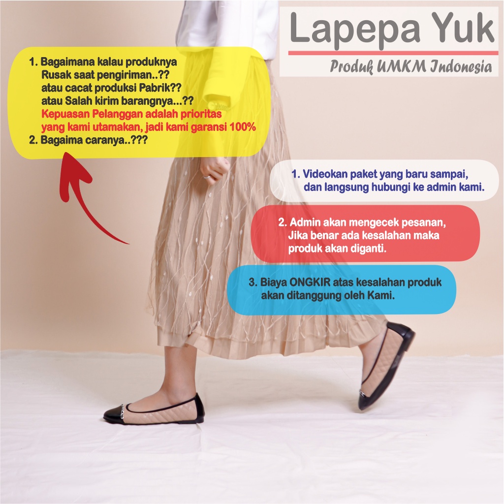 LAPEPA YUK - Sepatu Flat Shoes Wanita ZALFA Untuk Kerja kantor Spatu Flatshoes Kasual Cewek Kuliahan Jalan Santai Casual Empuk Nyaman Slop Lancip Warna Mocca Coksu Brown Cokelat SOft Selop Premium Original Kekinian Terbaru Shoes ORI Mall Official Store