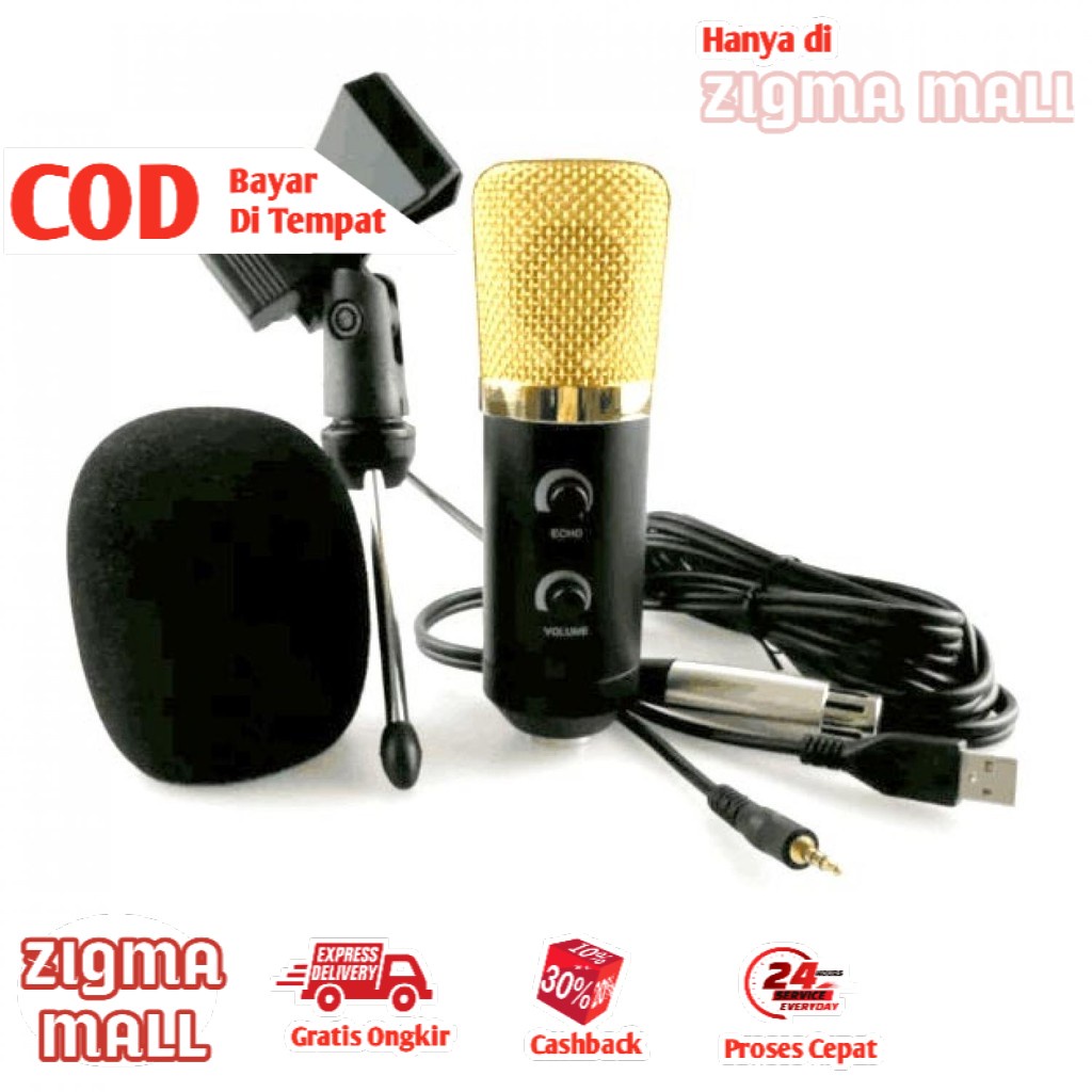COD Mikrofon Kondenser USB Konektor PC Laptop With Mini Tripod Murah Mic Condenser Tripot Kecil Reka