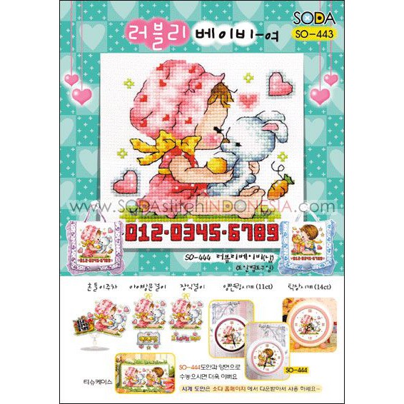 Paket DIY Craft Sulam Kristik Strimin Cross Stitch Sodastitch SO-443 - Lovely Baby - Girl