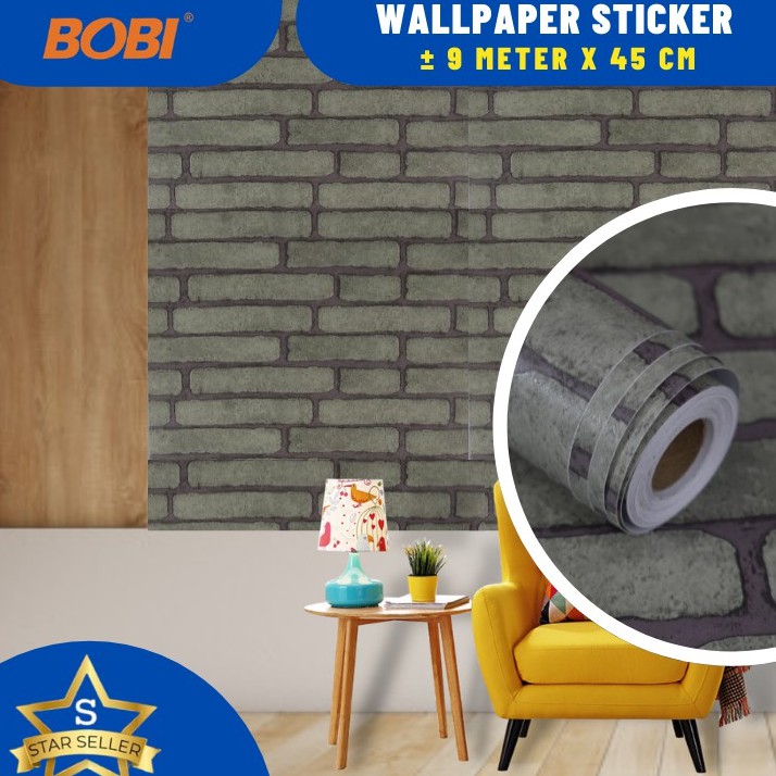 Wallpaper Sticker Motif Bata Abu 5192 / Wallpaper New 2021 / Ukuran 9mx45cm